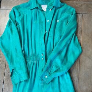 Green 100% silk jumpsuit